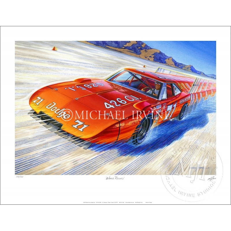 Limited Edition Print featuring Dodge Daytona Charger signed/numbered by Artist Michael Irvine